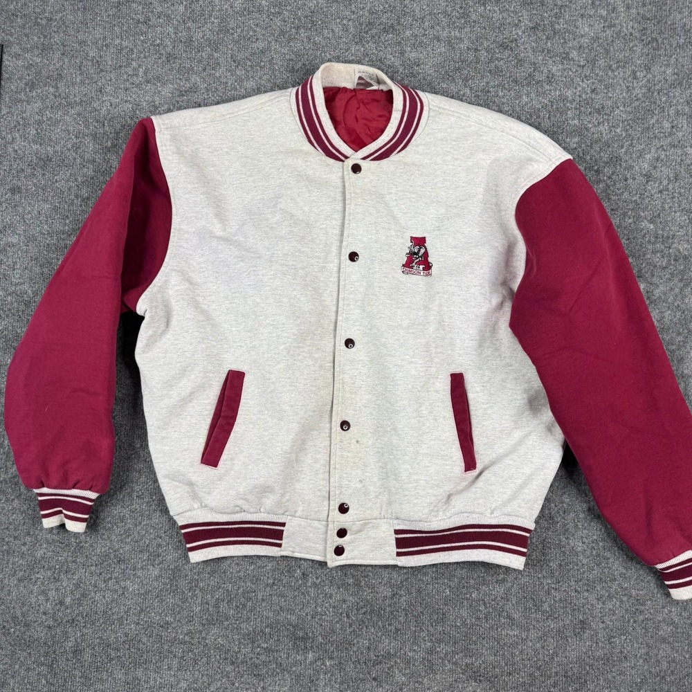 Fruit of the Loom Jacket Mens XXL Grey Alabama Crimson Tide Varsity Snap Vintage